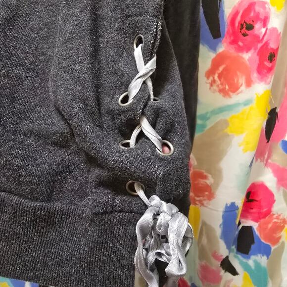 Aerie dark gray terry cloth long sleeve sweatshirt ribbon ties boat neck large - Picture 7 of 11